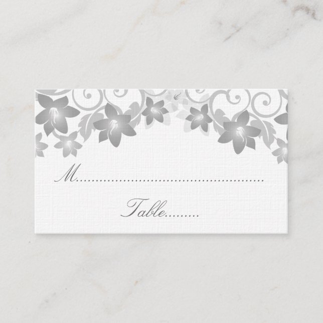 De Placement Carte Mariage gris simple Floral (Devant)