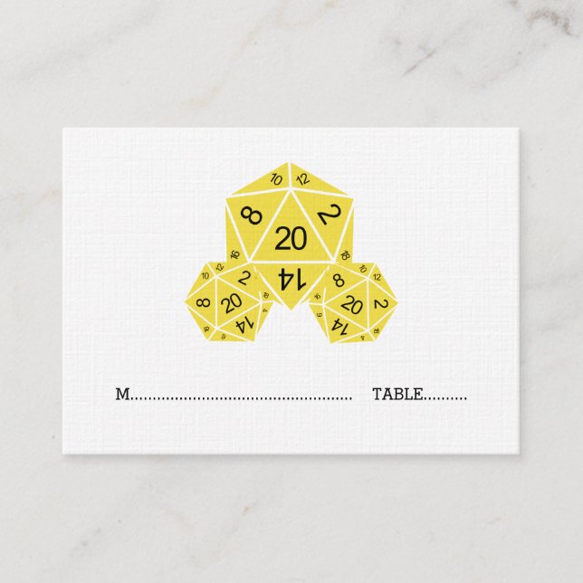 De Placement Carte Mariage Jaune D20 Dice (Devant)
