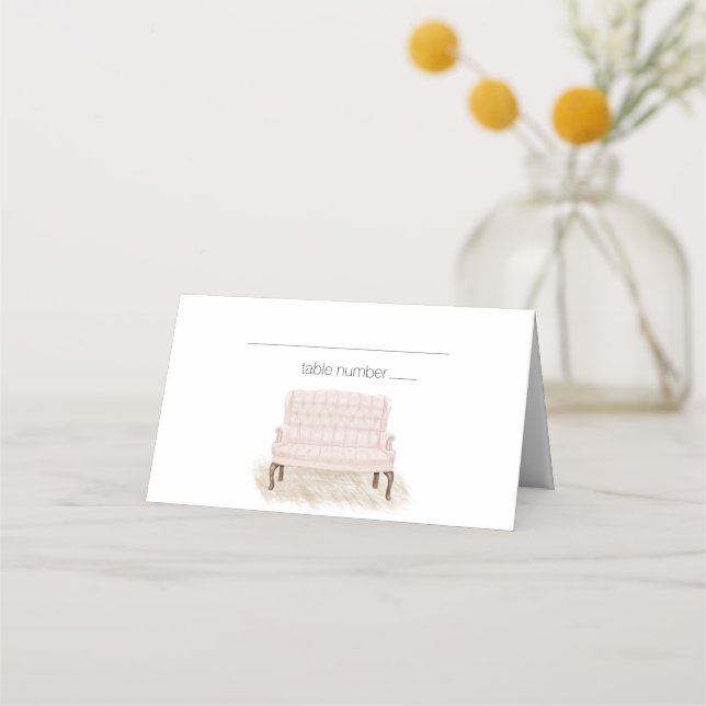 De Placement Carte Mariage moderne Boho rose élégant Floral (Devant)