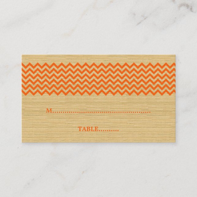 De Placement Carte Mariage Orange Rustique Chevron (Devant)