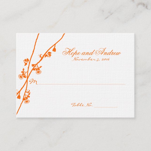 De Placement Carte Mariage Orange Wild Flower Branche (Devant)