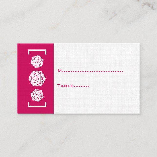 De Placement Carte Mariage Pink D20 Dice Gamer (Devant)