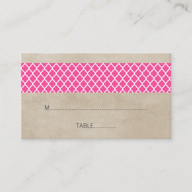 De Placement Carte Mariage Pink Rustique Quatrefoil (Devant)