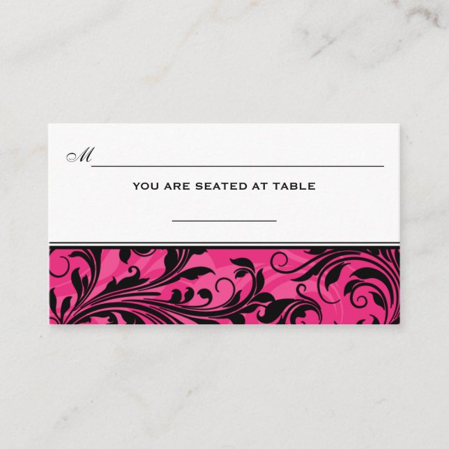De Placement Carte Mariage Place Pink Black (Devant)