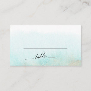 De Placement Carte Mariage plat Aqua et Gold Watercolor