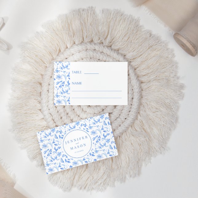 De Placement Carte mariage Plat Place en porcelaine bleue (Créateur téléchargé)