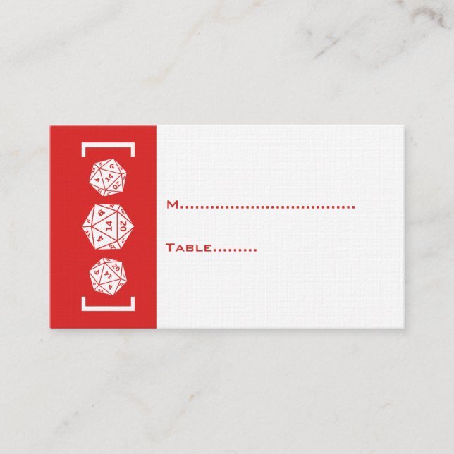 De Placement Carte Mariage Red D20 Dice Gamer (Devant)