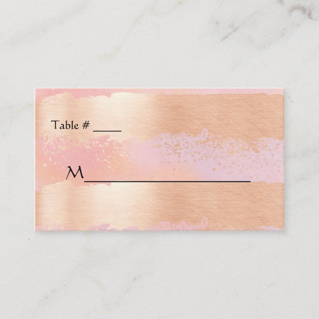 De Placement Carte Mariage Rose Blush et Gold Romance (Devant)
