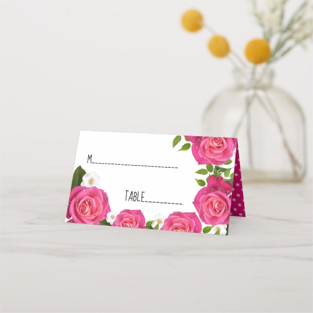 De Placement Carte Mariage Rose rose chaud (Devant)