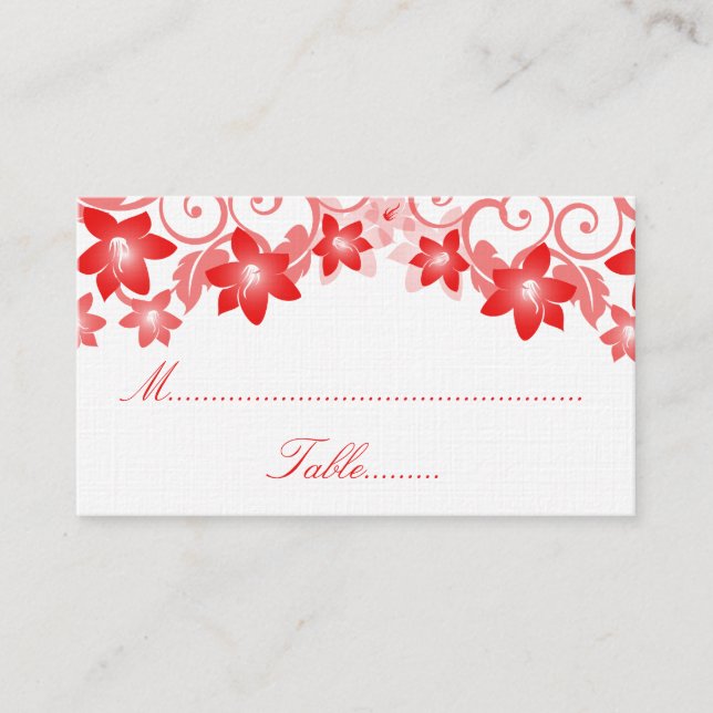 De Placement Carte Mariage rouge simple Floral (Devant)