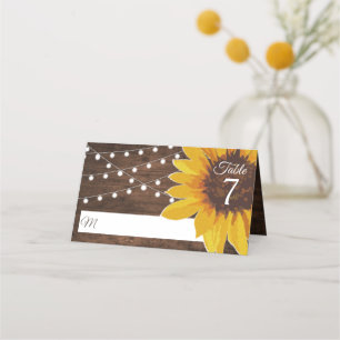 De Placement Carte Mariage Rustique Sunflower String Lights