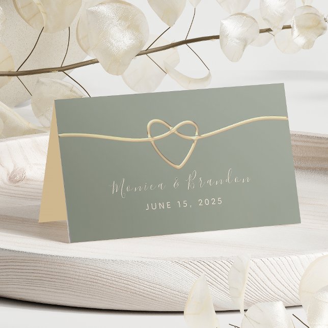 De Placement Carte Mariage Sage Green avec Coeur (Créateur téléchargé)