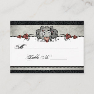 De Placement Carte mariage Skeleton Halloween Black & Grey Plac