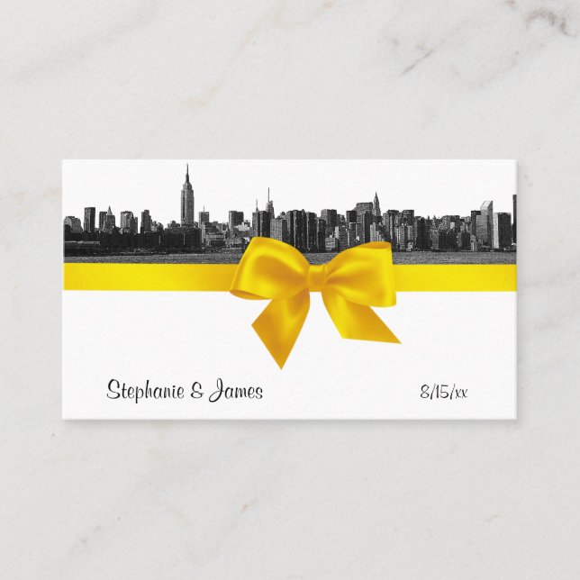 De Placement Carte NYC Large Skyline Etonnée BW Yellow Place Ca (Devant)