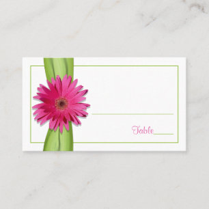 De Placement Carte Pink Gerbera Daisy Green Ribbon Place