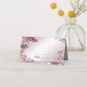 De Placement Carte Pink Ornate Floral Place