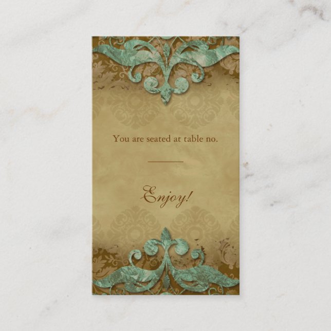De Placement Carte Place Antique Verdigris Mariage (Devant)