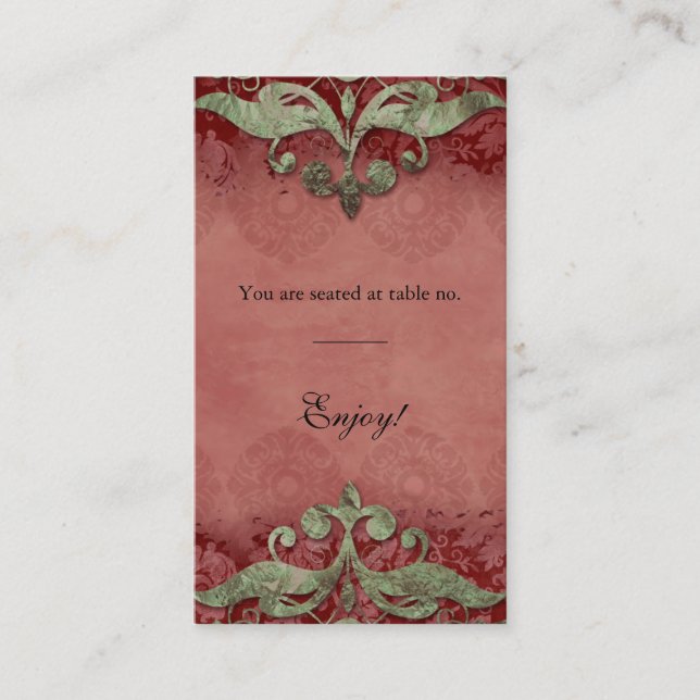 De Placement Carte Place Antique Verdigris Mariage Xmas (Devant)
