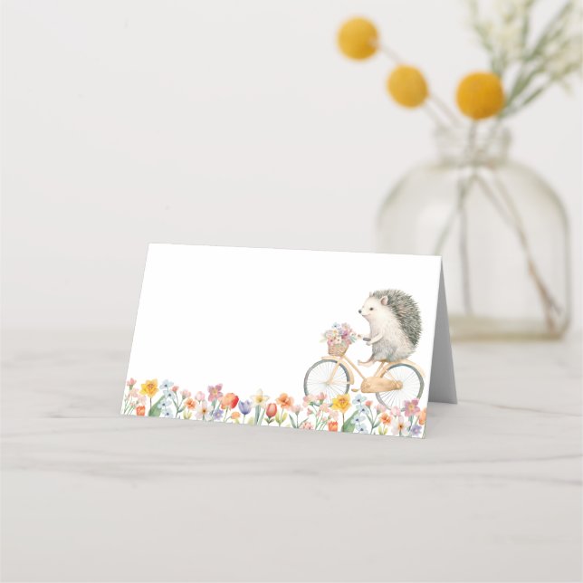 De Placement Carte Place Baby shower Hérisson Floral (Devant)