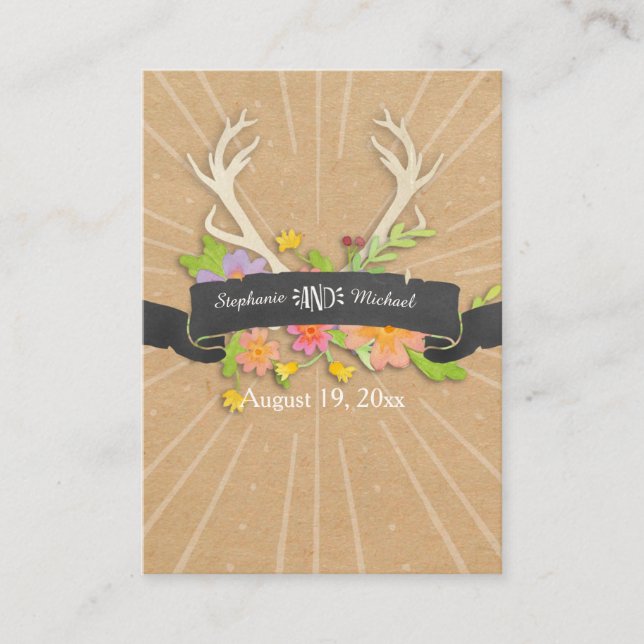 De Placement Carte Place Deer Antler Fleur sauvage Starburst Ru (Devant)
