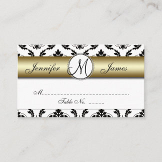 De Placement Carte Place Gold, Black, White Mariage damassé