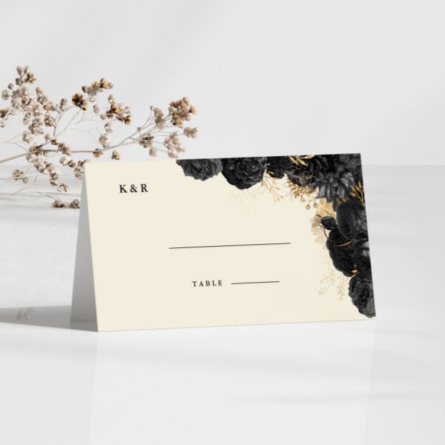 De Placement Carte Place Mariage Aquarelle Or Noir Rose (Créateur téléchargé)
