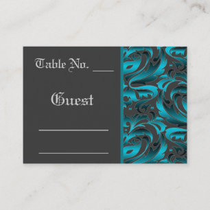 De Placement Carte Place Mariage damassé Turquoise foncée