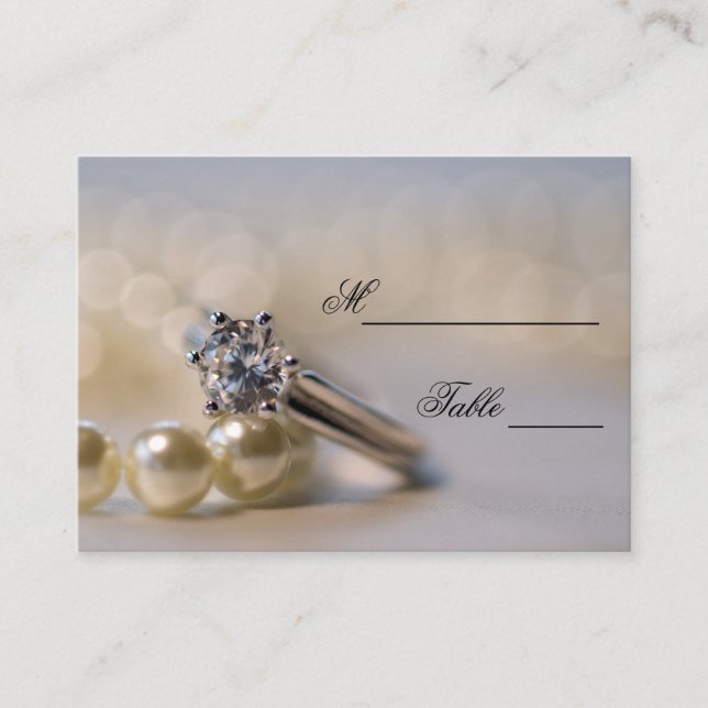 De Placement Carte Place Mariage Diamond Fiançailles Ring Pearl (Devant)