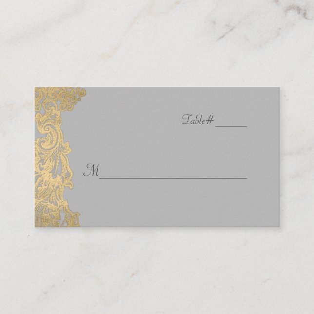 De Placement Carte Place Mariage gris et or chic (Devant)