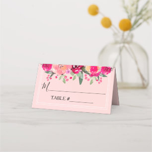 De Placement Carte Place Mariage plié Floral Aquarelle
