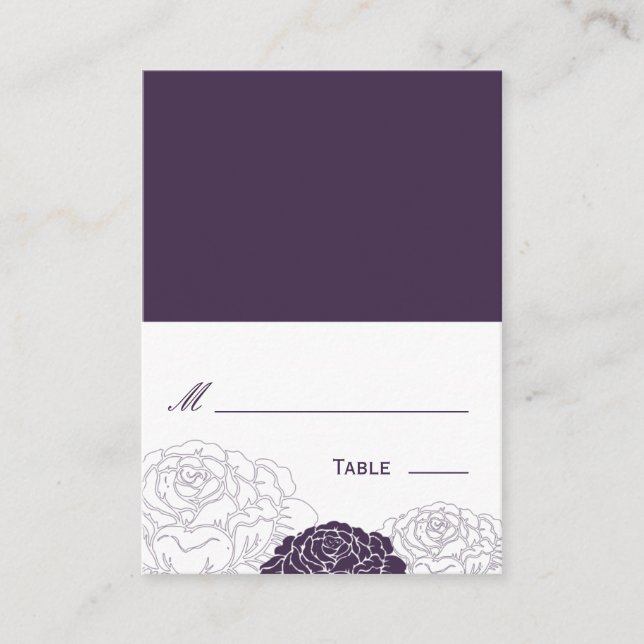 De Placement Carte Place Mariage Plié Jardin rose - Violet (Devant)