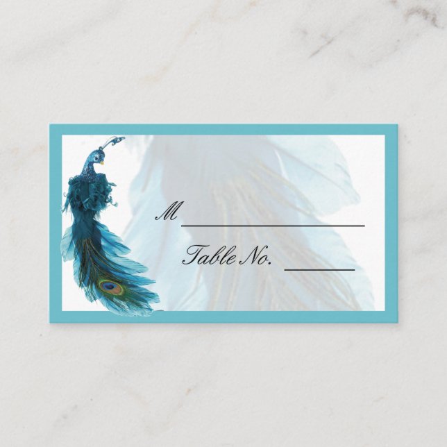 De Placement Carte Place Mariage Plume Peacock turquoise (Devant)