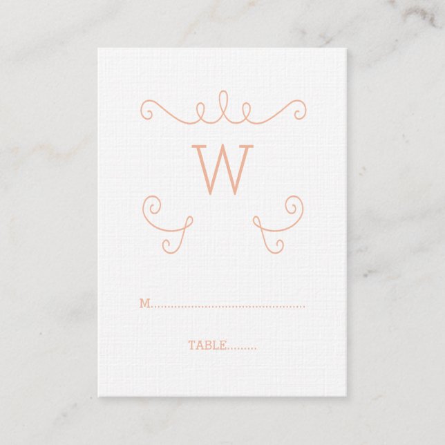 De Placement Carte Place Monogramme Orange Whimsical Flourd (Devant)