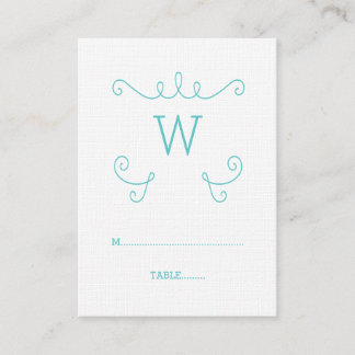 De Placement Carte Place Monogramme turquoise