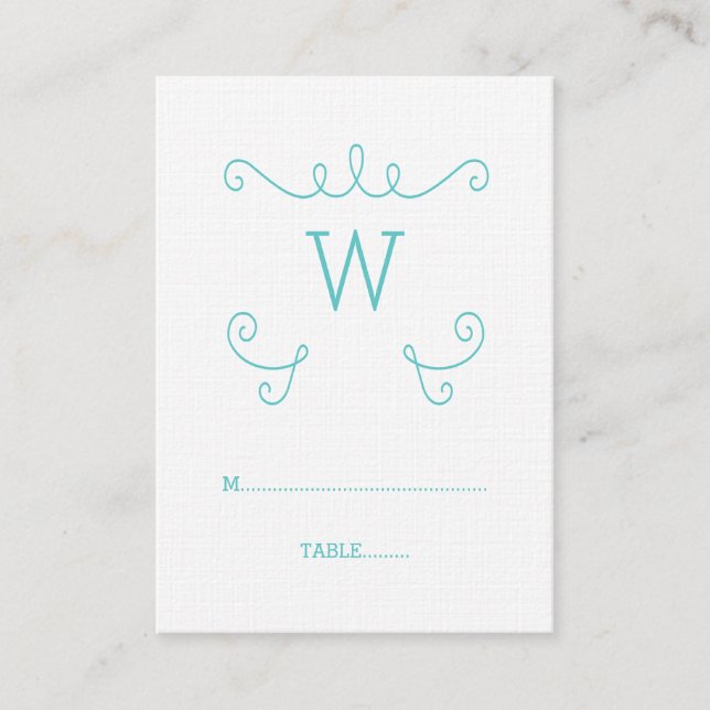 De Placement Carte Place Monogramme turquoise (Devant)