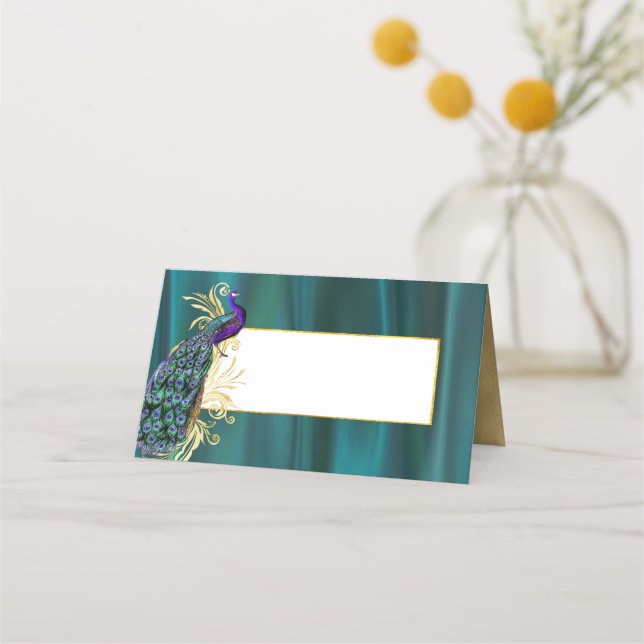 De Placement Carte Place Patinée turquoise Satin et Mariage Pea (Devant)