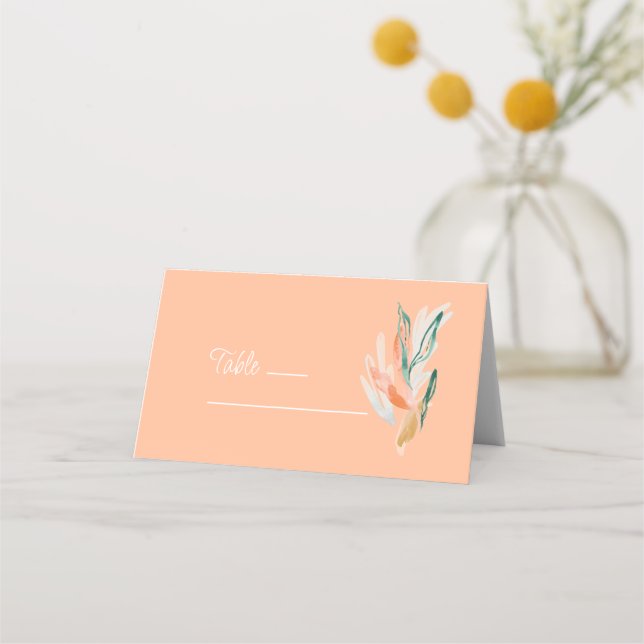 De Placement Carte Place Peach Abstrait Floral Mariage (Devant)