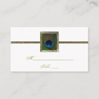 De Placement Carte Place Peacock Blanc et Or