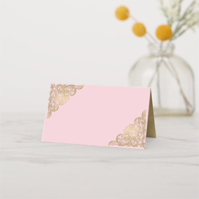 De Placement Carte Place Pink et Mariage Gold Chic (Devant)