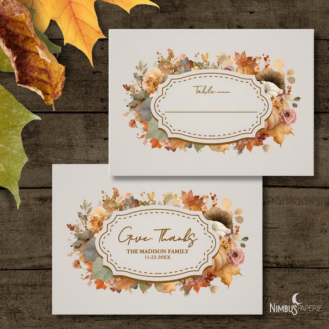 De Placement Carte Place Plat Thanksgiving Florals Muet (Créateur téléchargé)