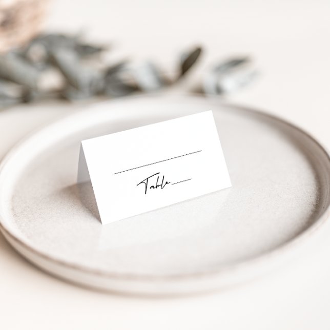 De Placement Carte Place pliée simple Mariage noir et blanc (Créateur téléchargé)