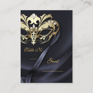 De Placement Carte PlaceCard en or Mascarade en noir