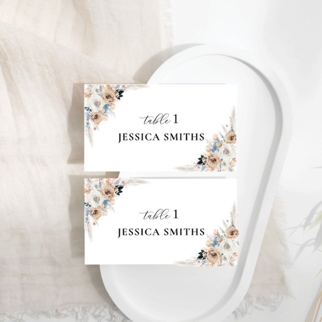 De Placement Carte Plat Place Mariage Ivory Et Blue Boho (Créateur téléchargé)