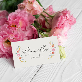 De Placement Carte pliée pour Baby Shower aux fleurs douces ros