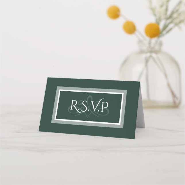 De Placement Carte r.s.v.p Emerald green damask pattern (Devant)