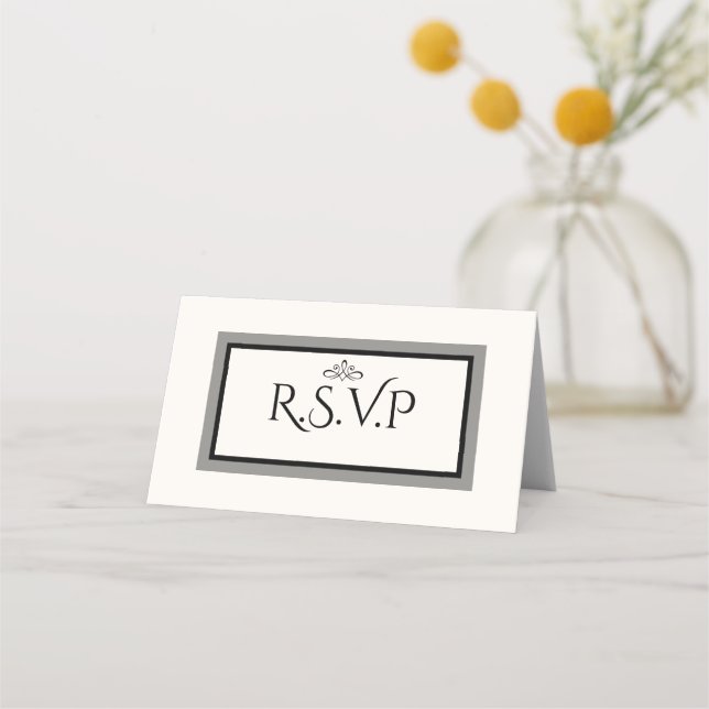 De Placement Carte r.s.v.p mariage blanc et noir (Devant)