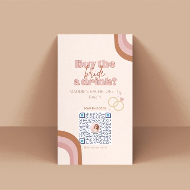 De Placement Carte Retro Bachelorte Party Venmo QR (Créateur téléchargé)