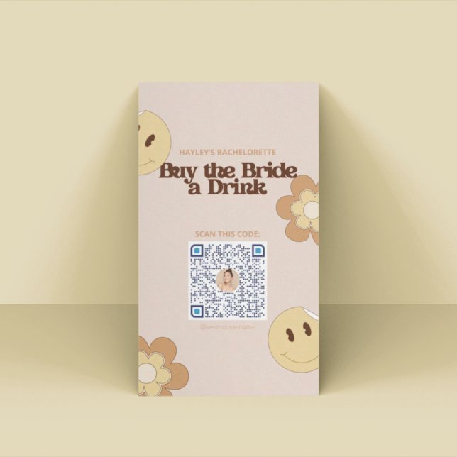 De Placement Carte Retro Bachelorte Party Venmo QR (Créateur téléchargé)