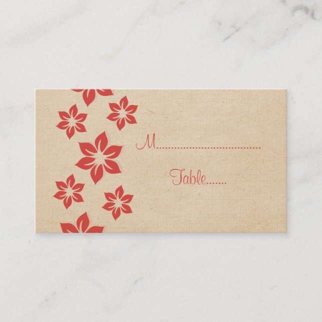 De Placement Carte Rouge Tropical Floral Place (Devant)