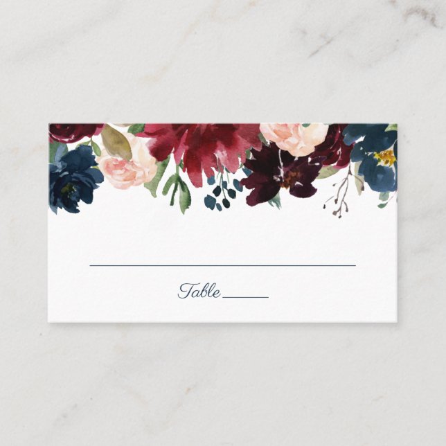 De Placement Carte Russe Marine Marsala Floral Mariage Plain Pl (Devant)